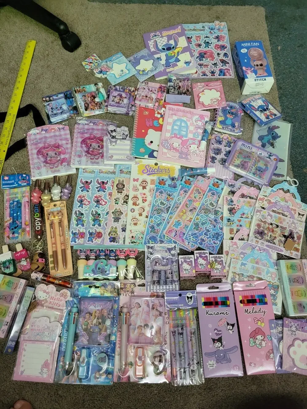 GIGANTIC!!! Sanrio Disney Stationery Set Kuromi My Melody Stitch 70 New Kpop